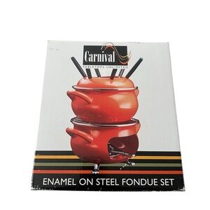 Carnival Tabletop Fondue Set Orange Pumpkin Enamel On Steel